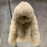 Hooded Mongolian Curly Fur Relaxed Jacket